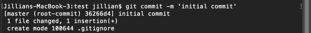 image of git commit command
